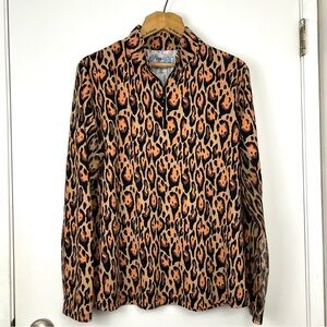 IBKUL Sun Protective UPF50+ Cooling Mock Neck 1/4 Zip Sz XL Leopard Print Golf